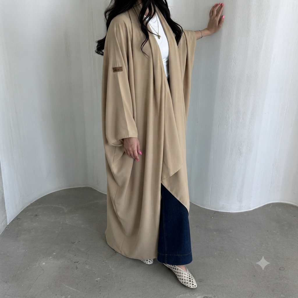 BC30: Beige blackberry bisht abaya