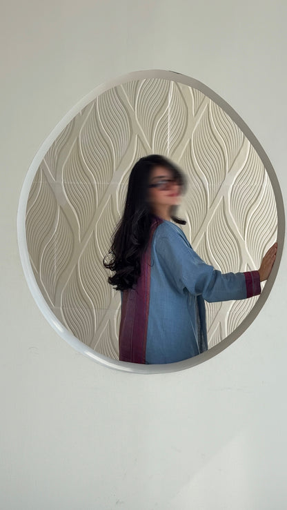 Blue linen with back maroon pattern