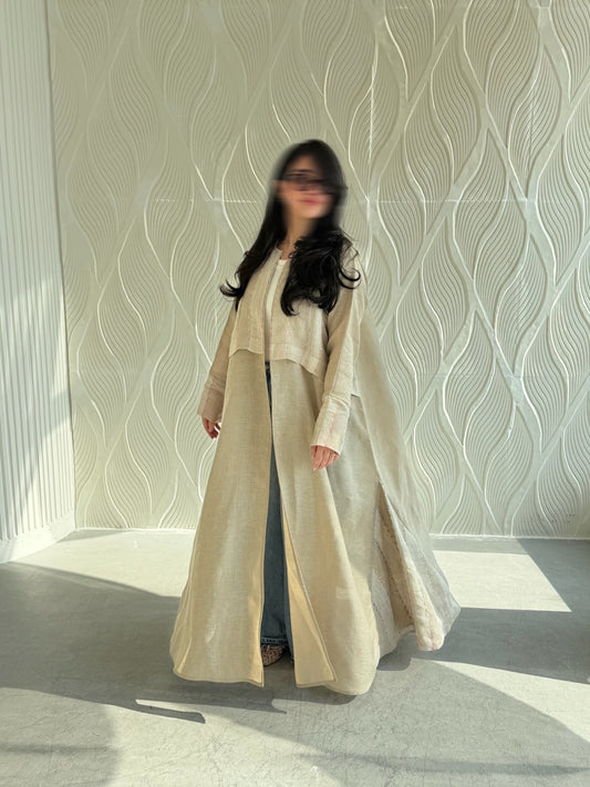 Beige linen with bits of color