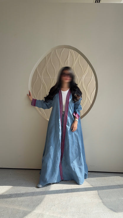 Blue linen with back maroon pattern