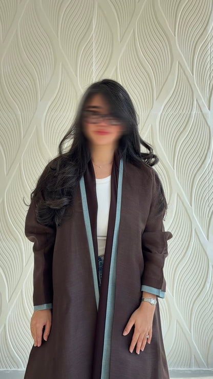 Brown linen with blue details