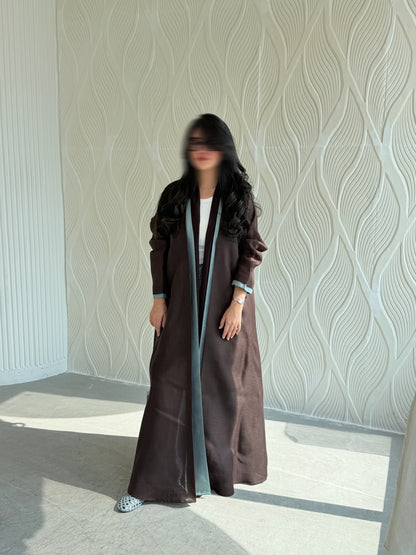 Brown linen with blue details