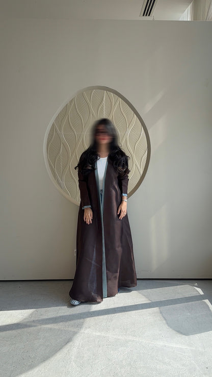 Brown linen with blue details