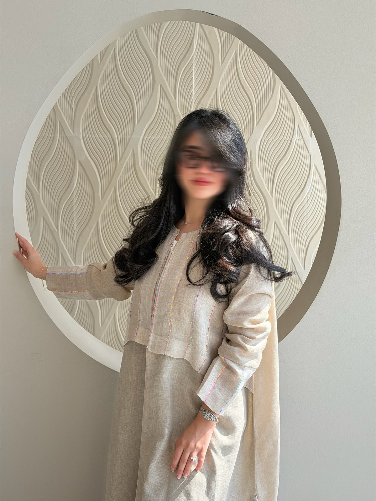 Beige linen with bits of color