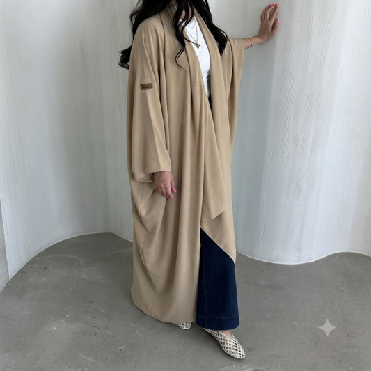 BC30: Beige blackberry bisht abaya