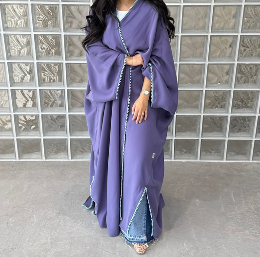 Purple half bisht wide sleeves with mint zeej